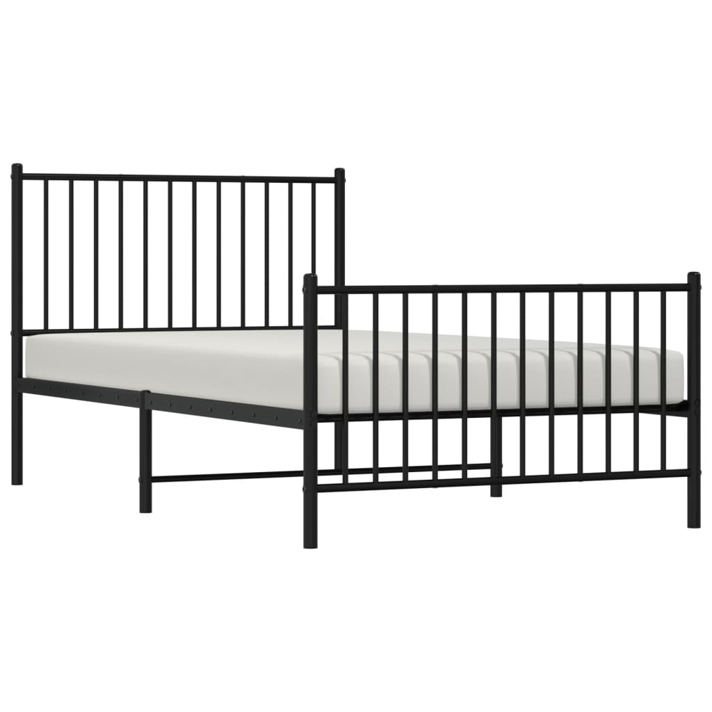 vidaXL Estrutura de cama com cabeceira e pés 100x190 cm metal preto