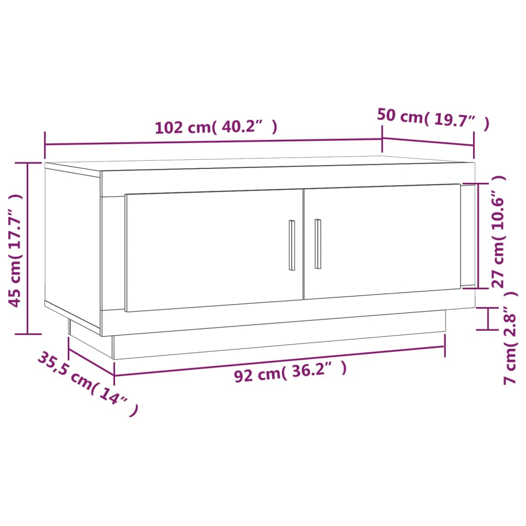 vidaXL Mesa de centro 102x50x45 cm madeira processada branco/sonoma