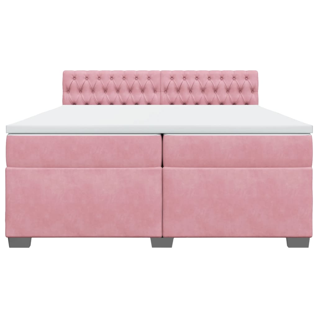 vidaXL Cama com molas/colchão 200x200 cm veludo rosa