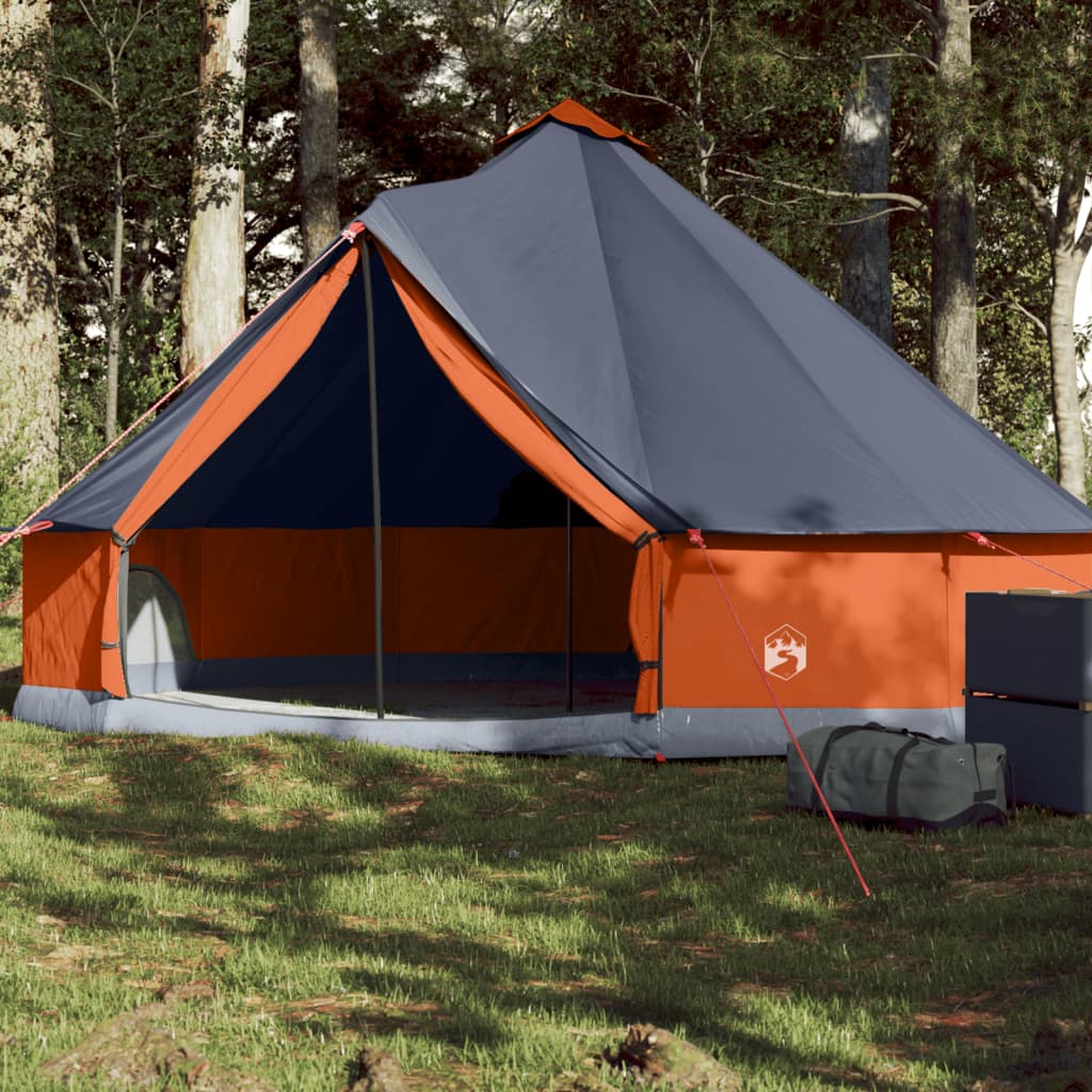 vidaXL Tenda familiar tipi para 6 pessoas impermeável cinza/laranja