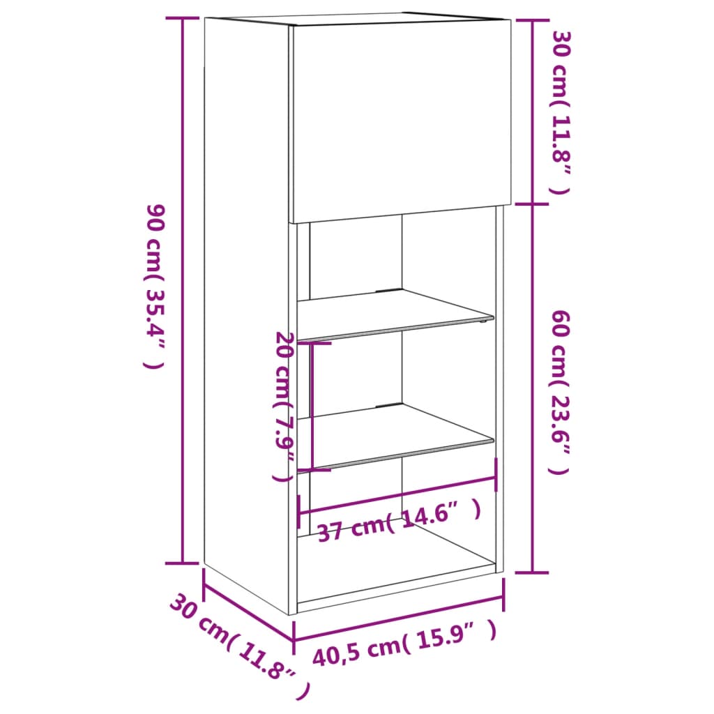 vidaXL Móvel de TV com luzes LED 40,5x30x90 cm branco