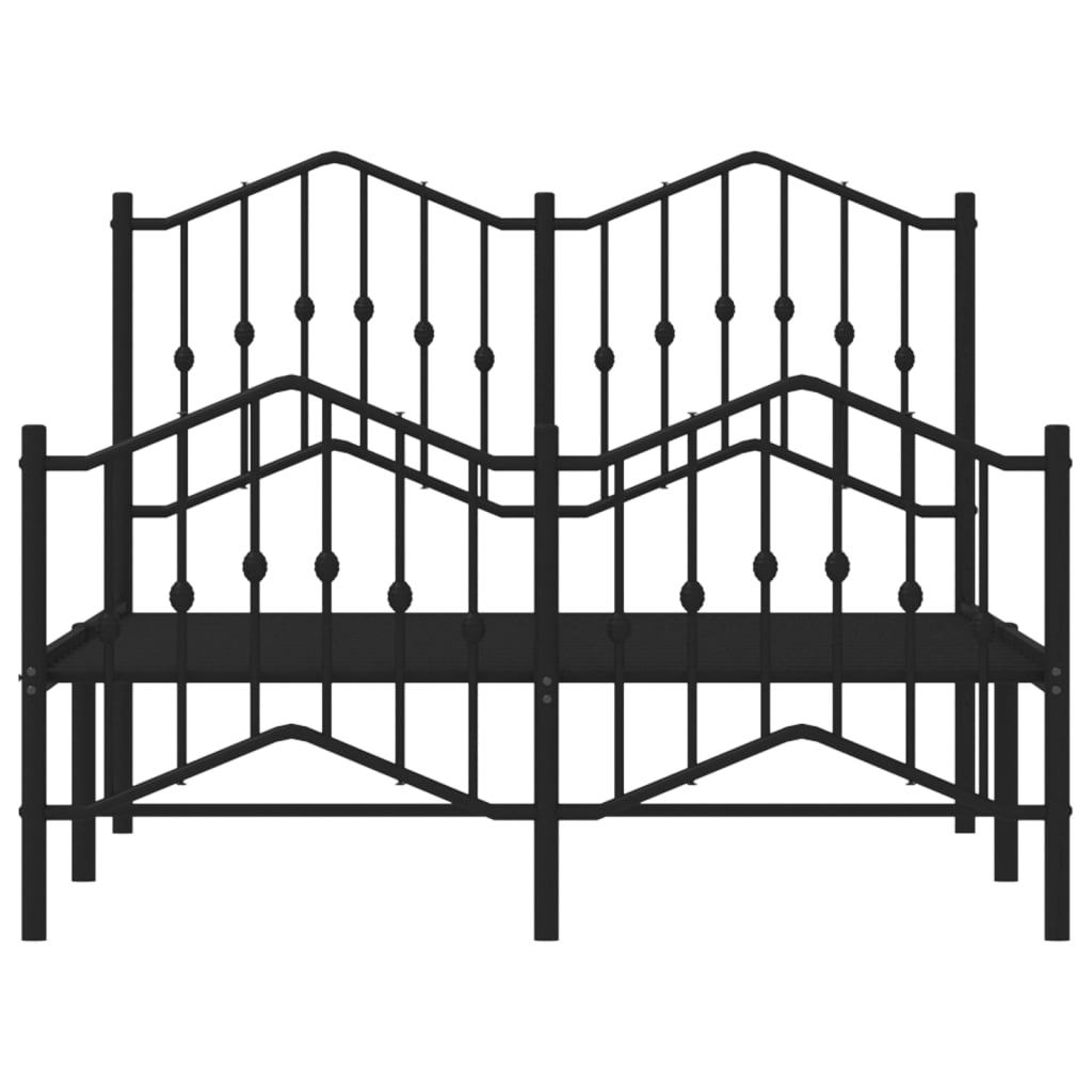 vidaXL Estrutura de cama com cabeceira e pés 120x190 cm metal preto