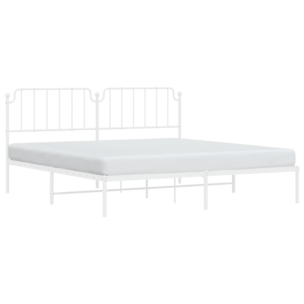 vidaXL Estrutura de cama com cabeceira 193x203 cm metal branco
