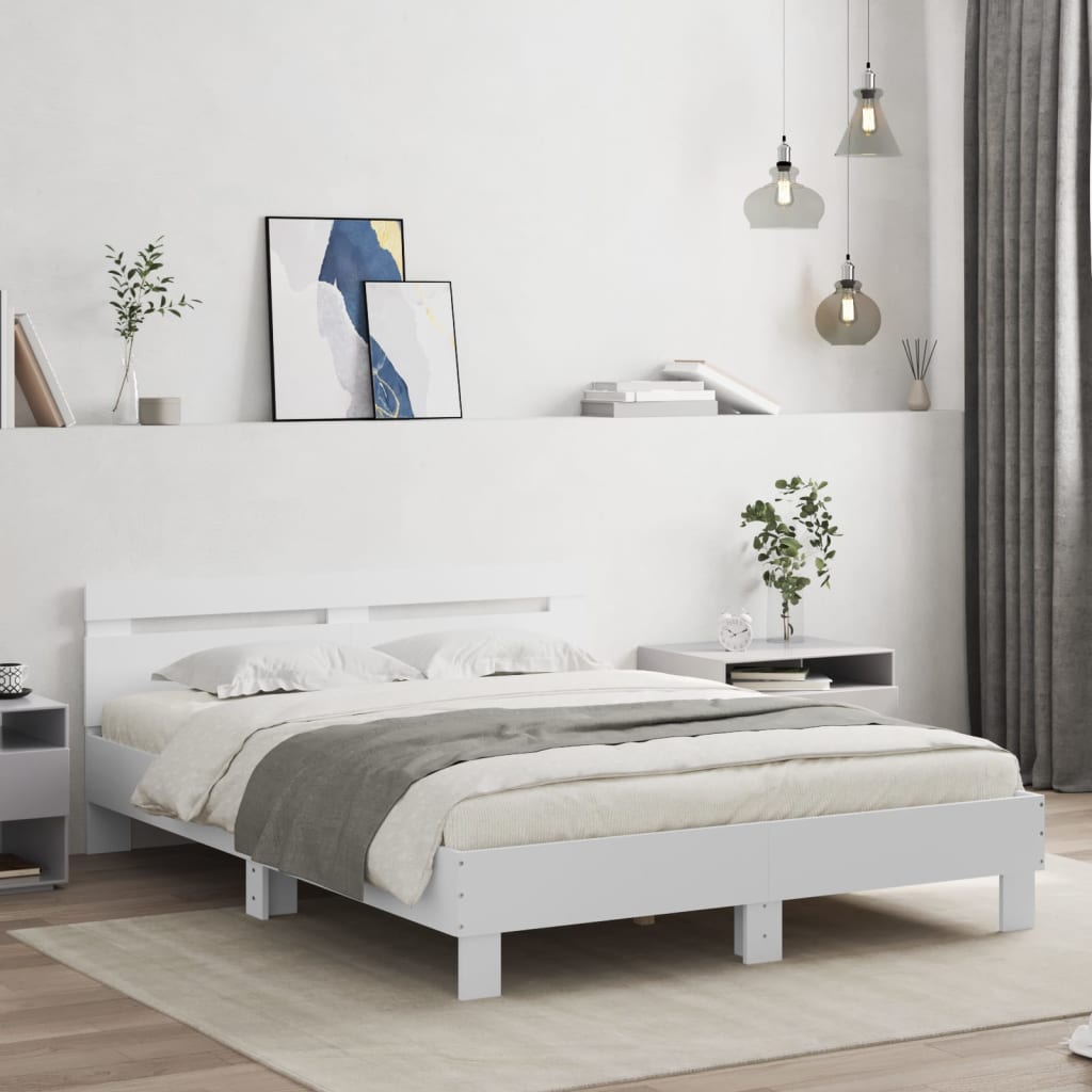 vidaXL Estrutura cama c/ cabeceira 140x190 cm derivados madeira branco