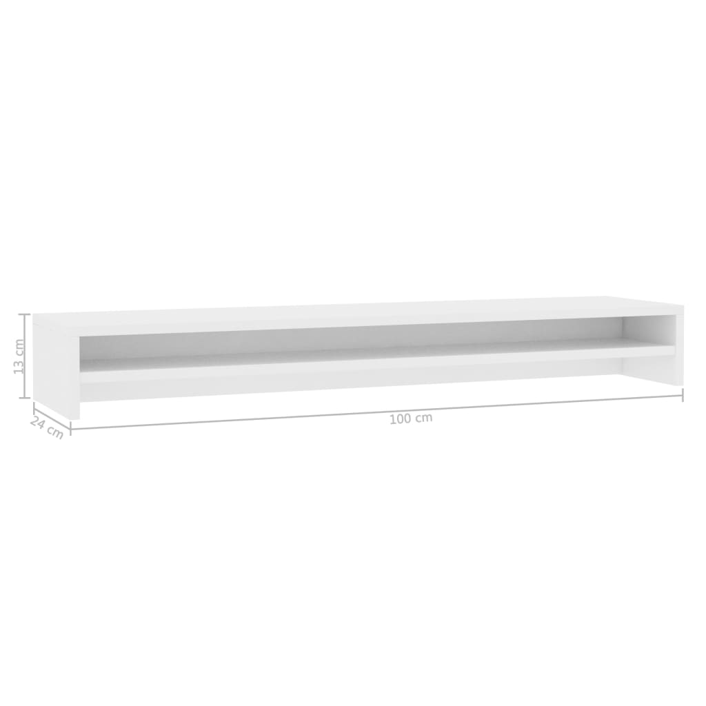 vidaXL Suporte para monitor 100x24x13 cm contraplacado branco