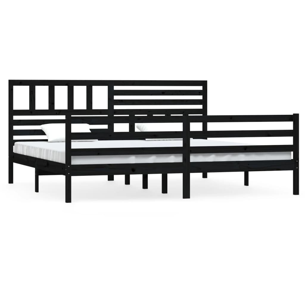 vidaXL Estrutura de cama 200x200 cm madeira maciça preto