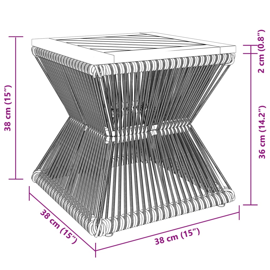 vidaXL Mesa de centro com base de arame 38x38x38 cm acácia maciça