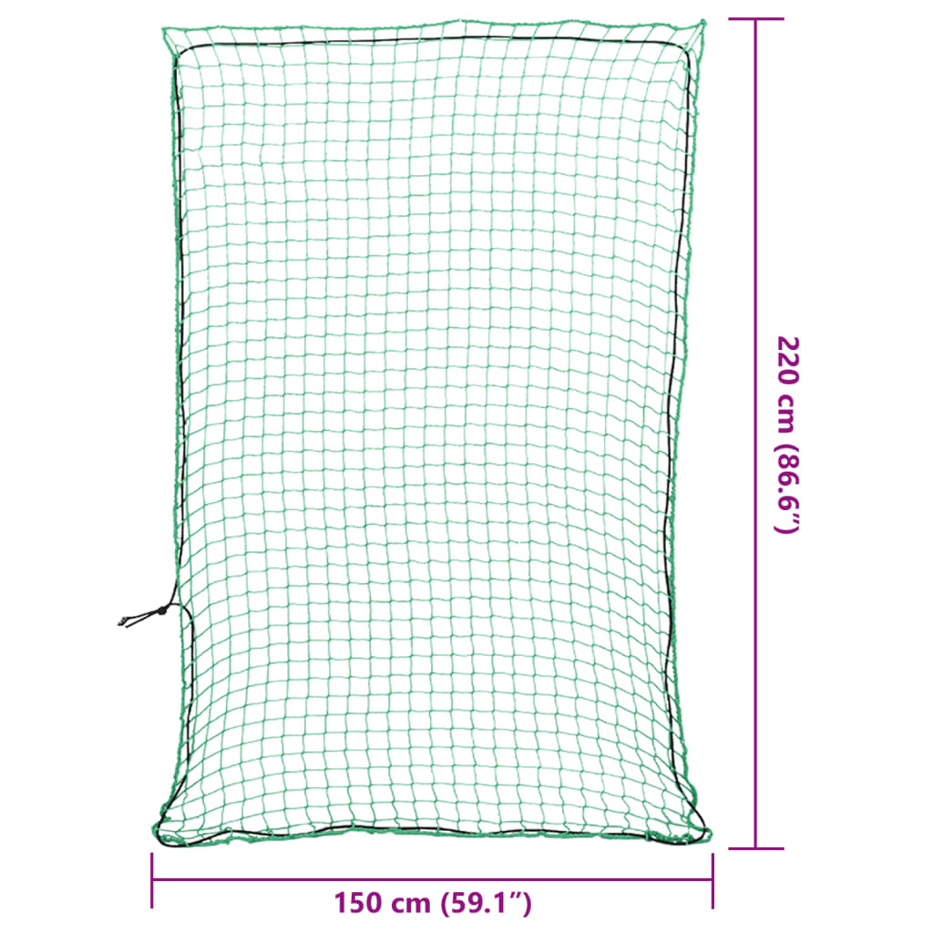 vidaXL Rede para reboque com corda elástica 2,2x1,5 m PP verde