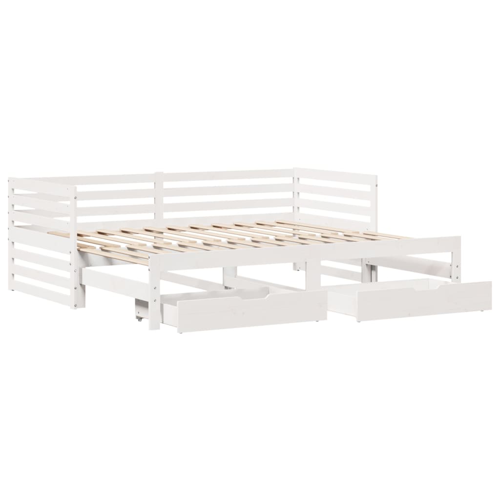 vidaXL Sofá-cama c/ gavetas 90x200cm madeira de pinho maciça branco