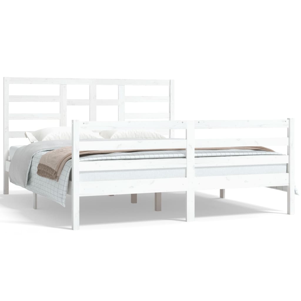 vidaXL Estrutura de cama 160x200 cm madeira maciça branco