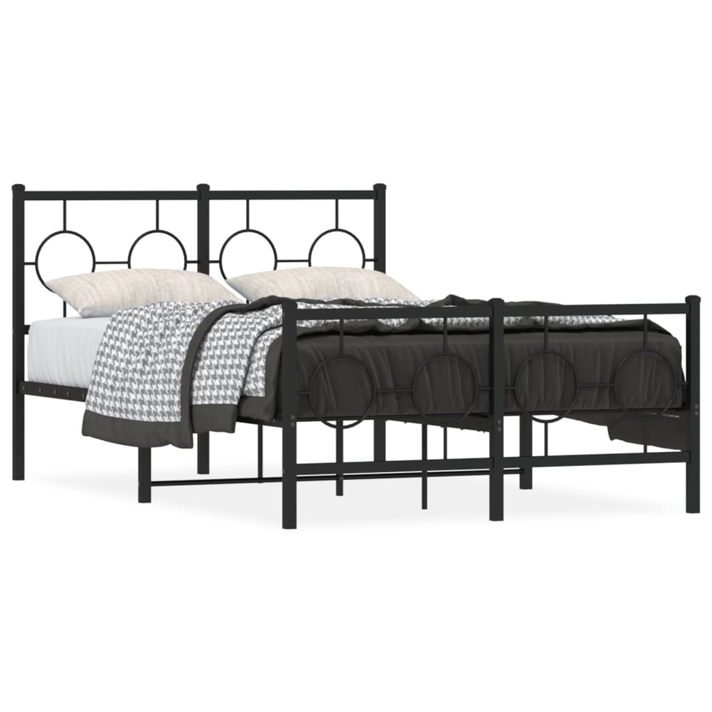 vidaXL Estrutura de cama com cabeceira e pés 120x190 cm metal preto