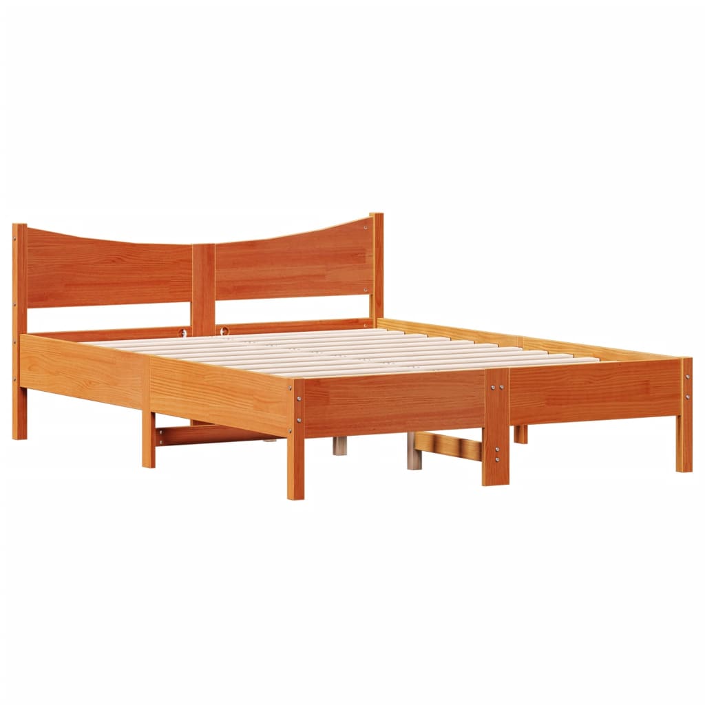 vidaXL Cama sem colchão 120x190 cm madeira pinho maciça castanho-mel