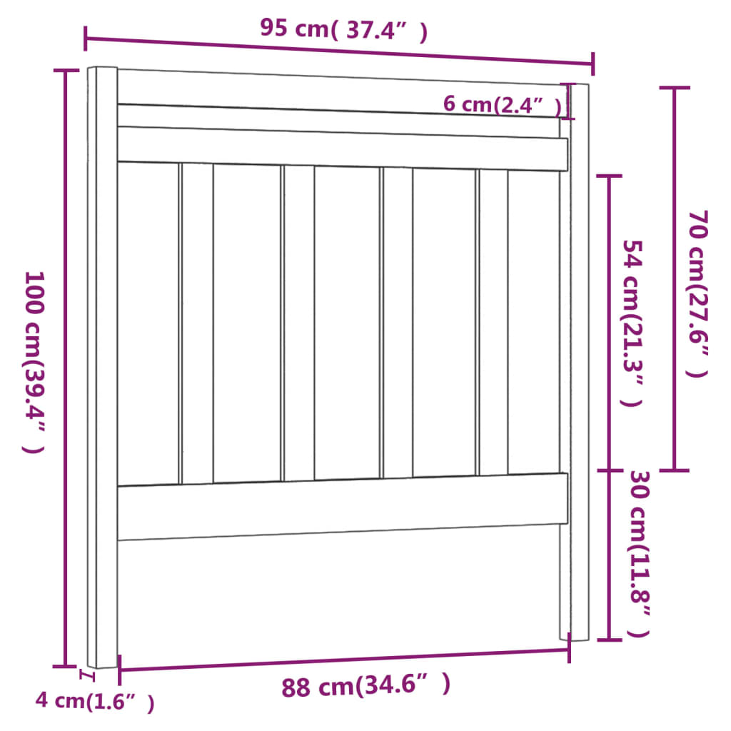 vidaXL Cabeceira de cama 95x4x100 cm pinho maciço cinza