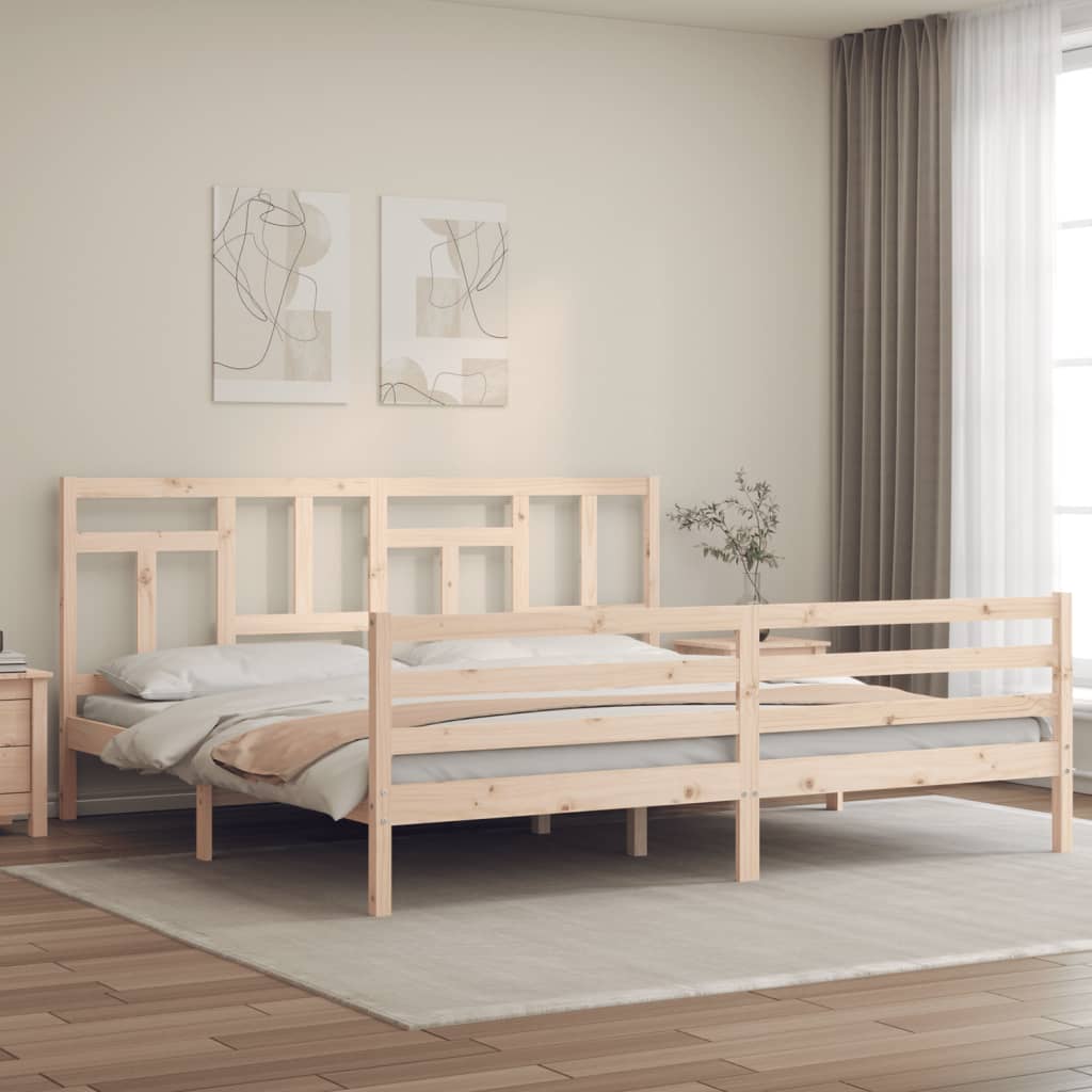 vidaXL Estrutura de cama com cabeceira 200x200 cm madeira maciça