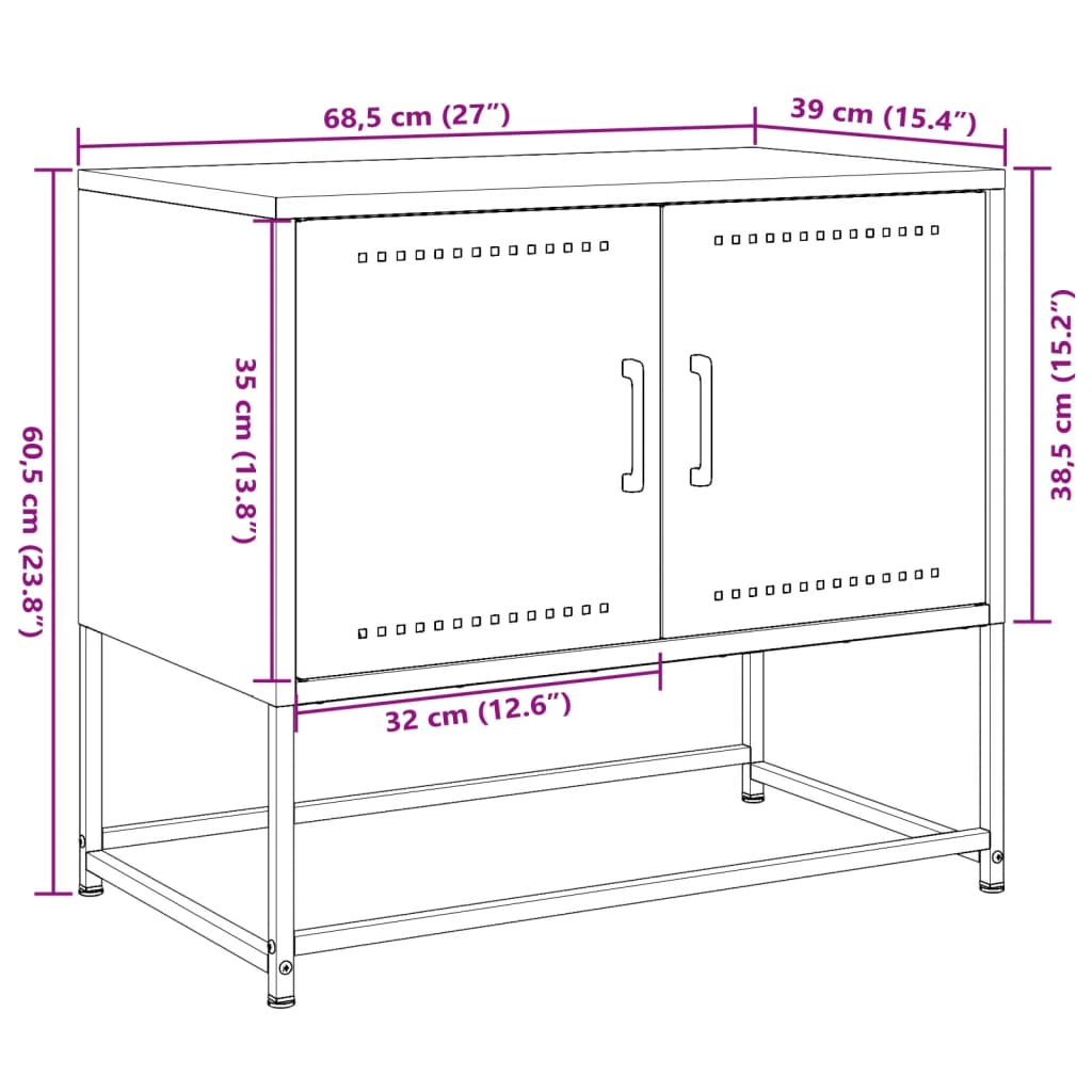 vidaXL Móvel de TV 68,5x39x60,5 cm aço antracite