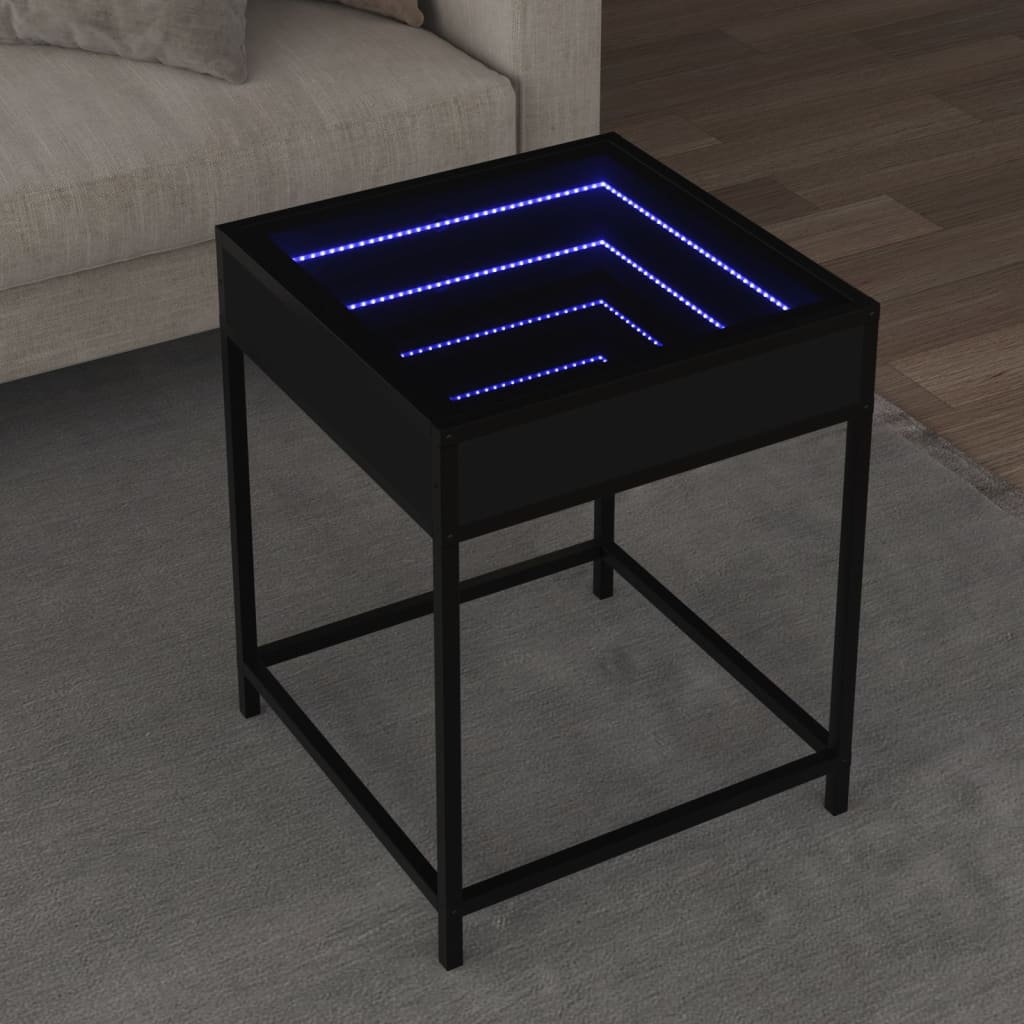 vidaXL Mesa de centro com luzes LED Infinity 40x40x51 cm preto