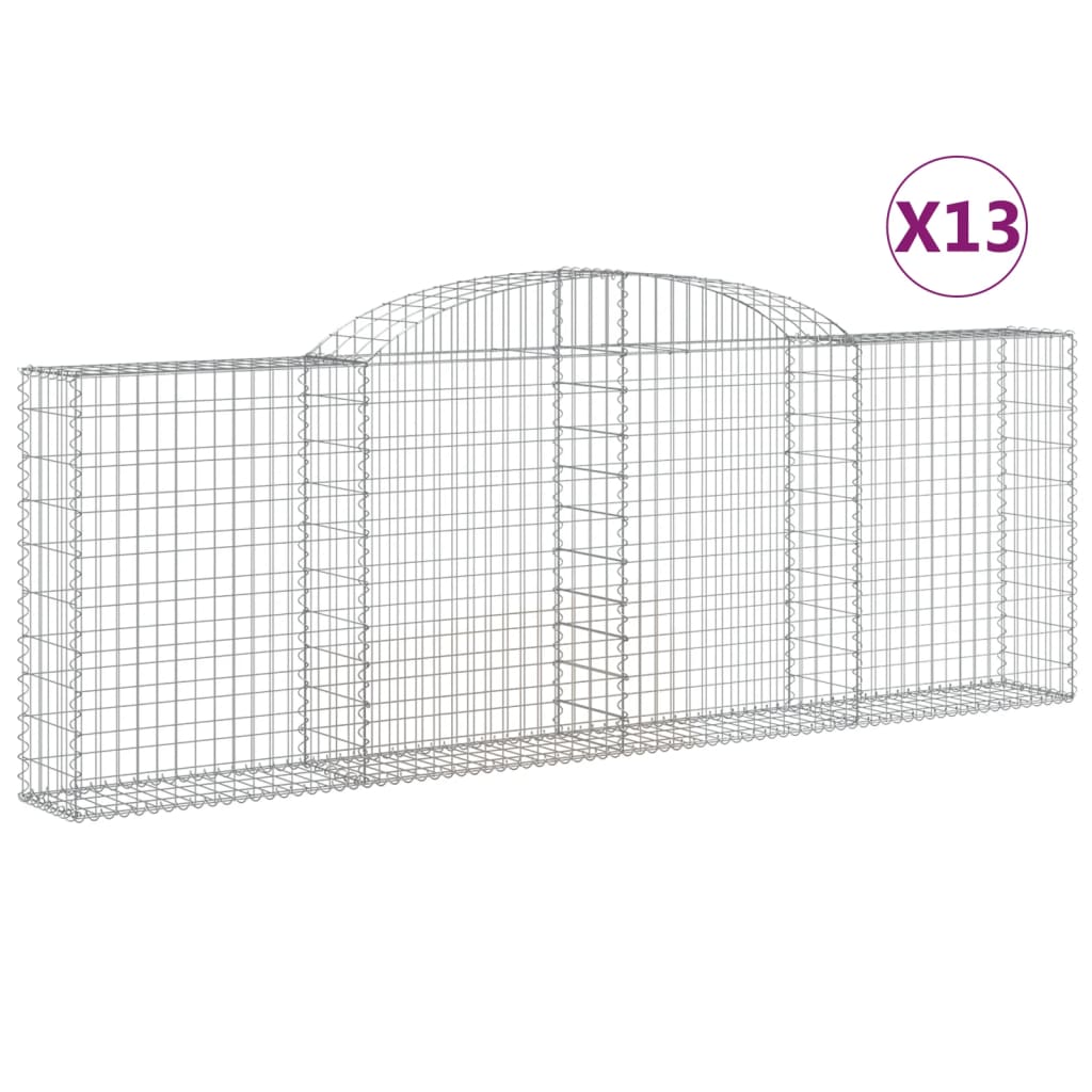 vidaXL Cestos gabião arqueados 13pcs 300x30x100/120 ferro galvanizado