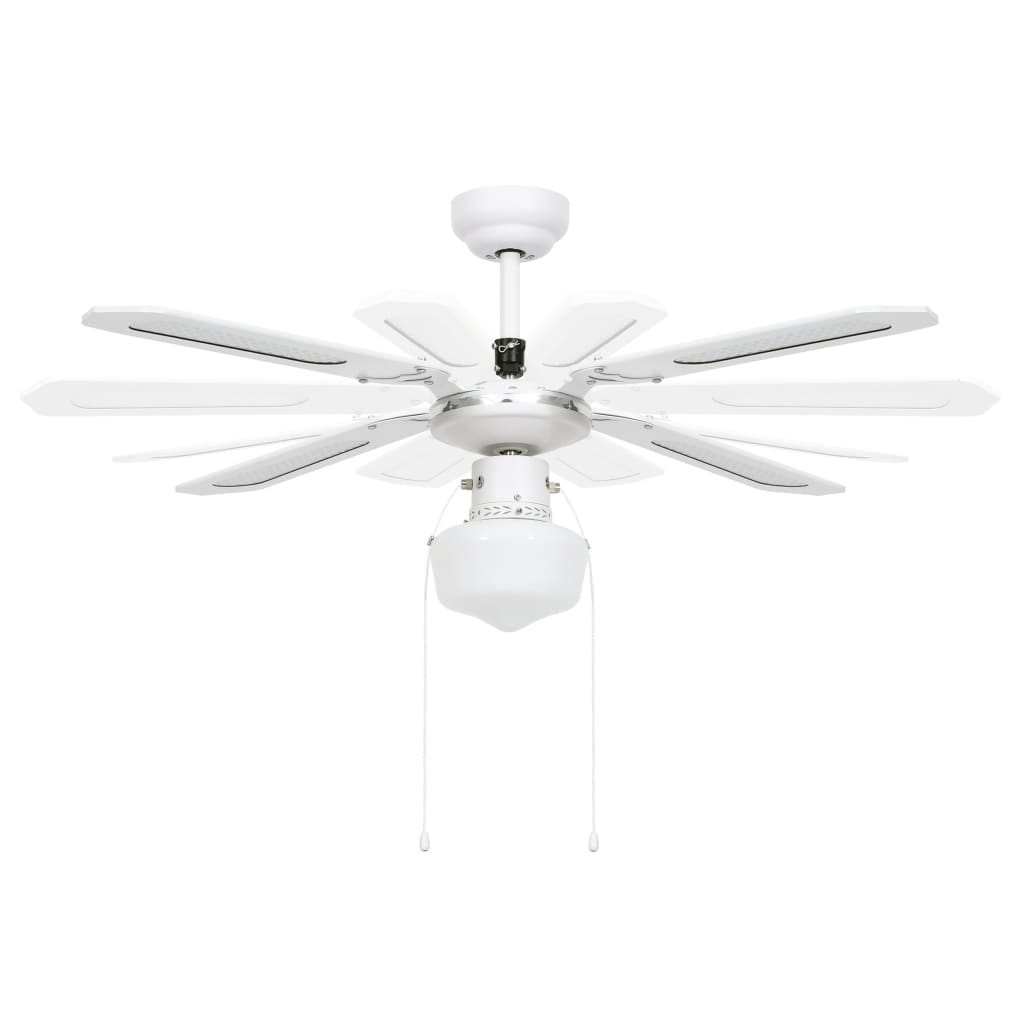 vidaXL Ventoinha de teto com luz 106 cm branco