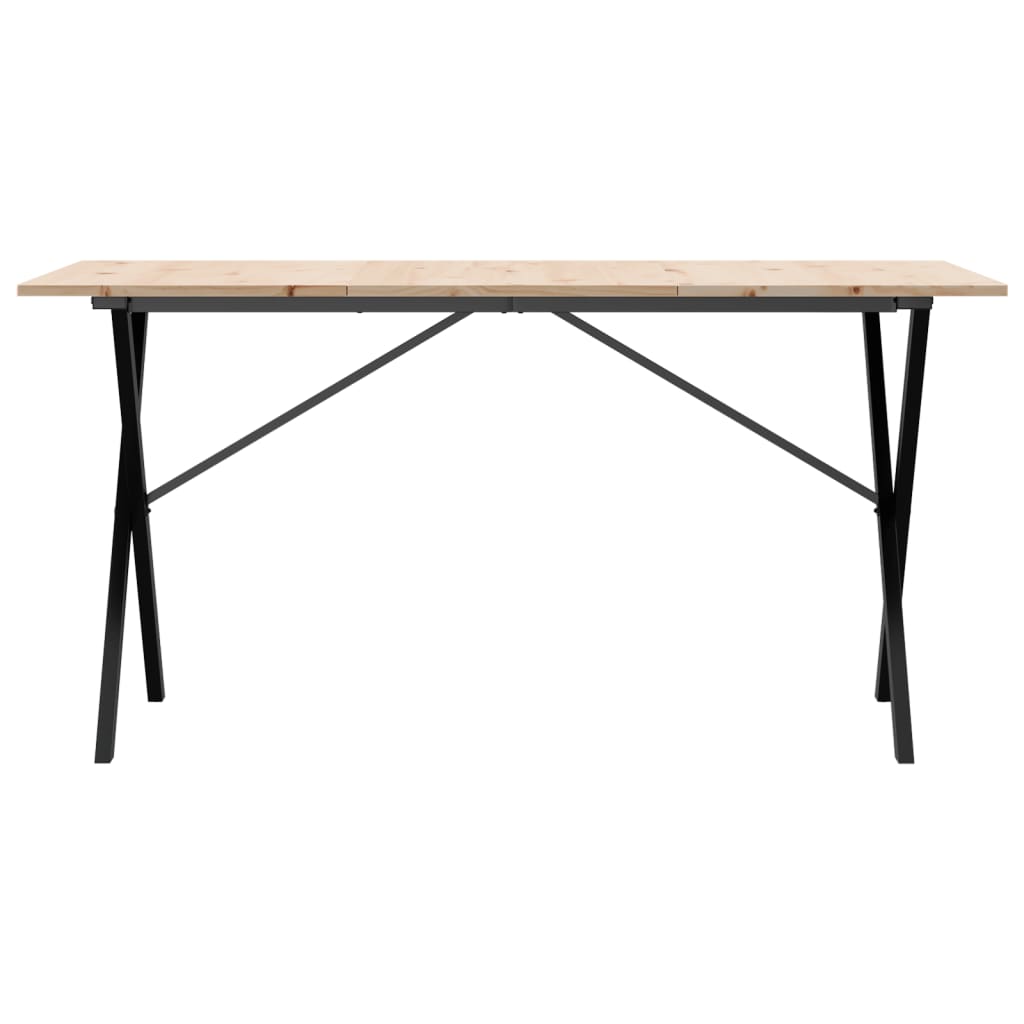 vidaXL Mesa de jantar estrutura em X 160x80x75cm pinho e ferro fundido