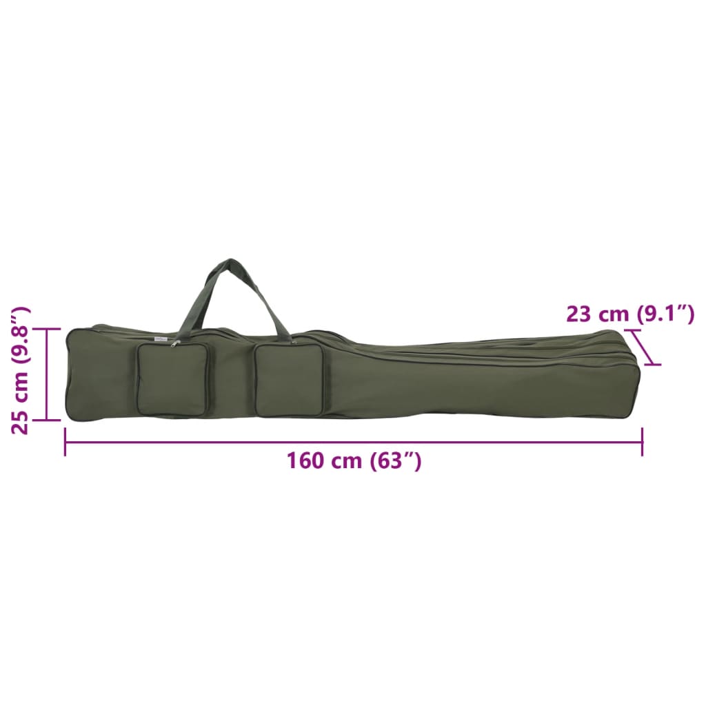 vidaXL Saco para cana de pesca 160 cm tecido oxford verde-escuro