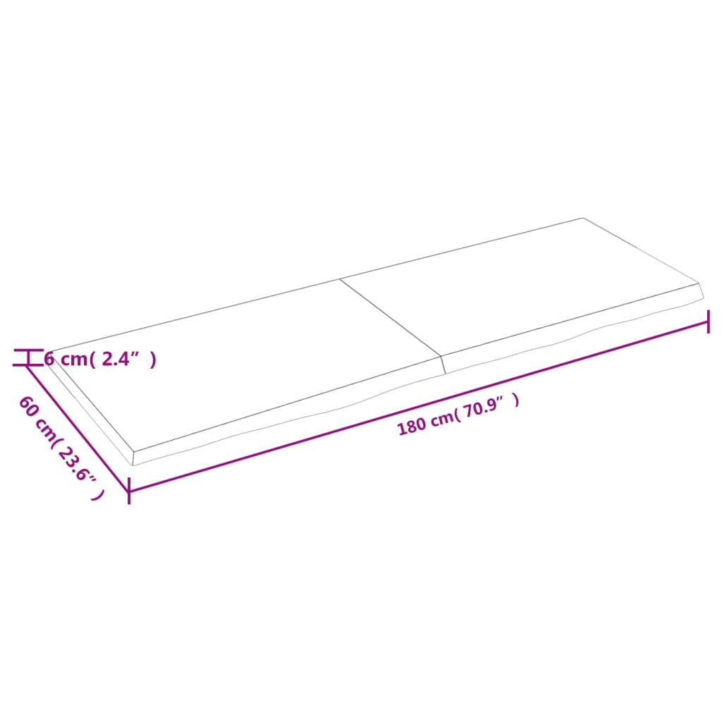 vidaXL Bancada p/ WC 180x60x(2-6)cm madeira tratada maciça castanho