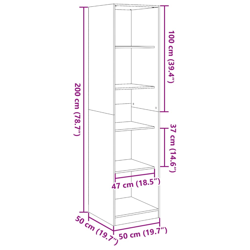 vidaXL Roupeiro 50x50x200 cm contraplacado branco