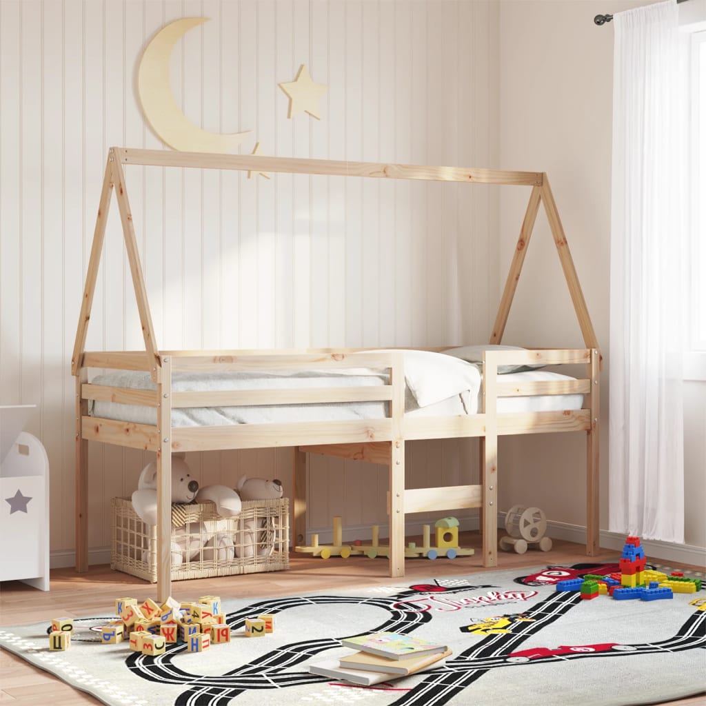 vidaXL Telhado de cama infantil 199x80,5x88 cm madeira de pinho maciça