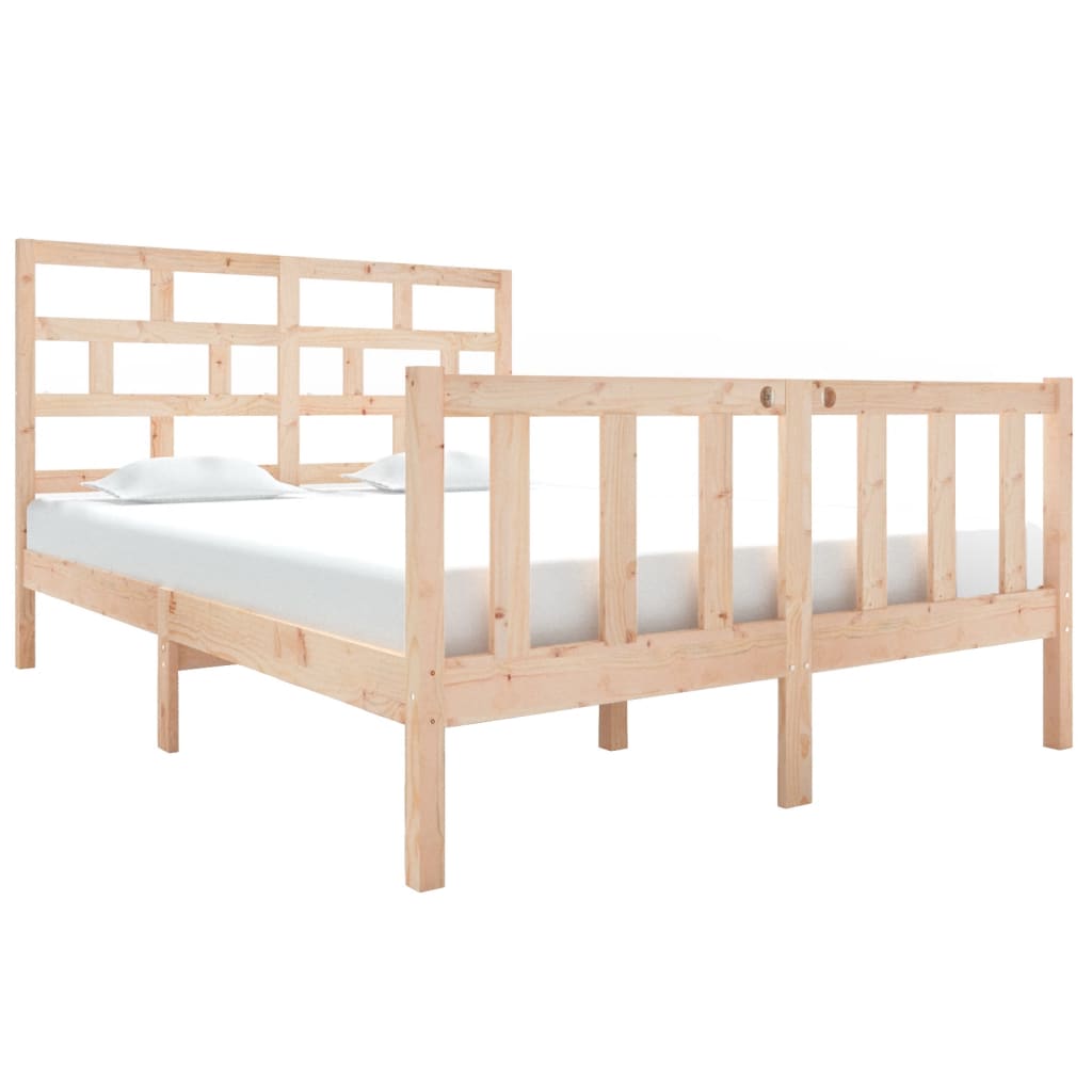 vidaXL Estrutura de cama casal 135x190 cm pinho maciço