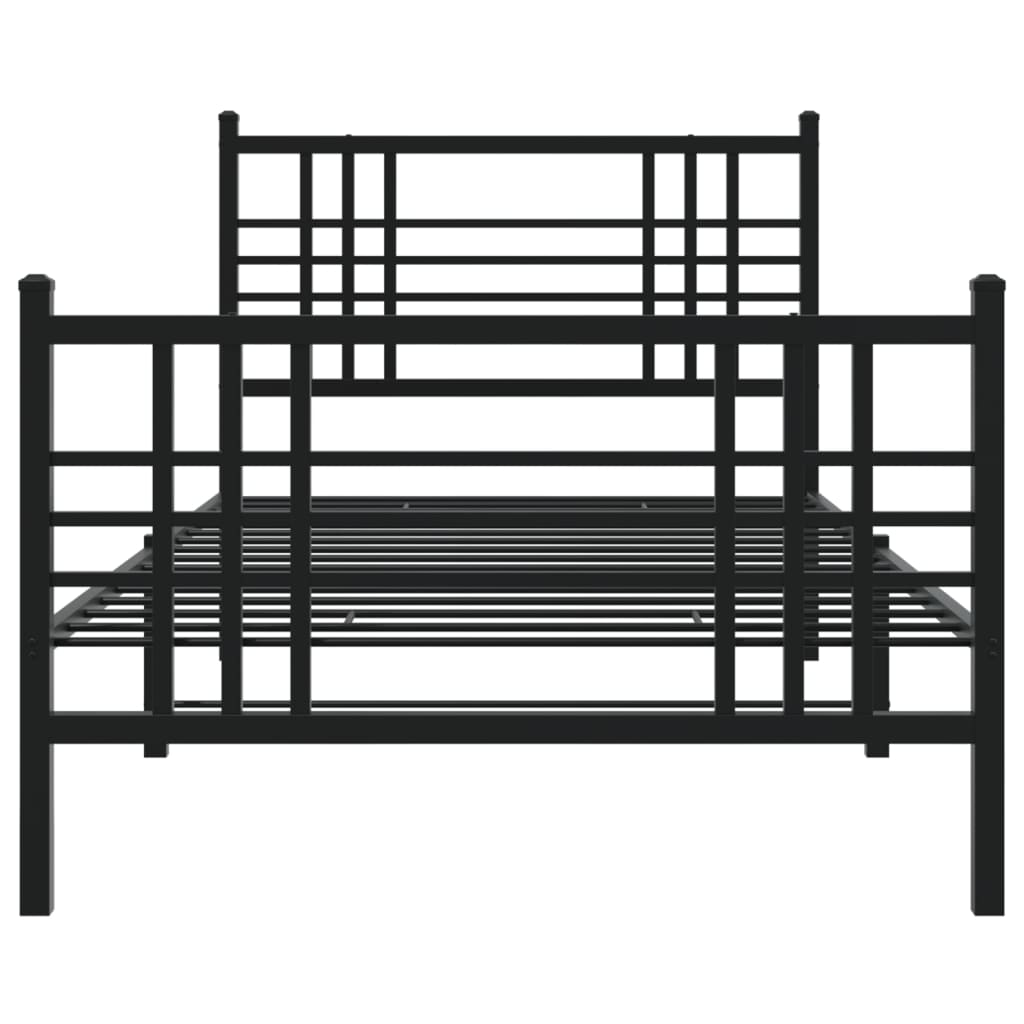 vidaXL Estrutura de cama com cabeceira e pés 100x190 cm metal preto