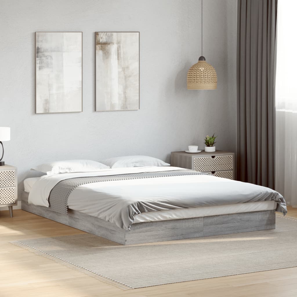 vidaXL Estrutura de cama 120x200 cm derivados de madeira cinza sonoma