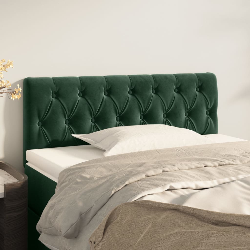 vidaXL Cabeceira de cama veludo 90x7x78/88 cm verde-escuro