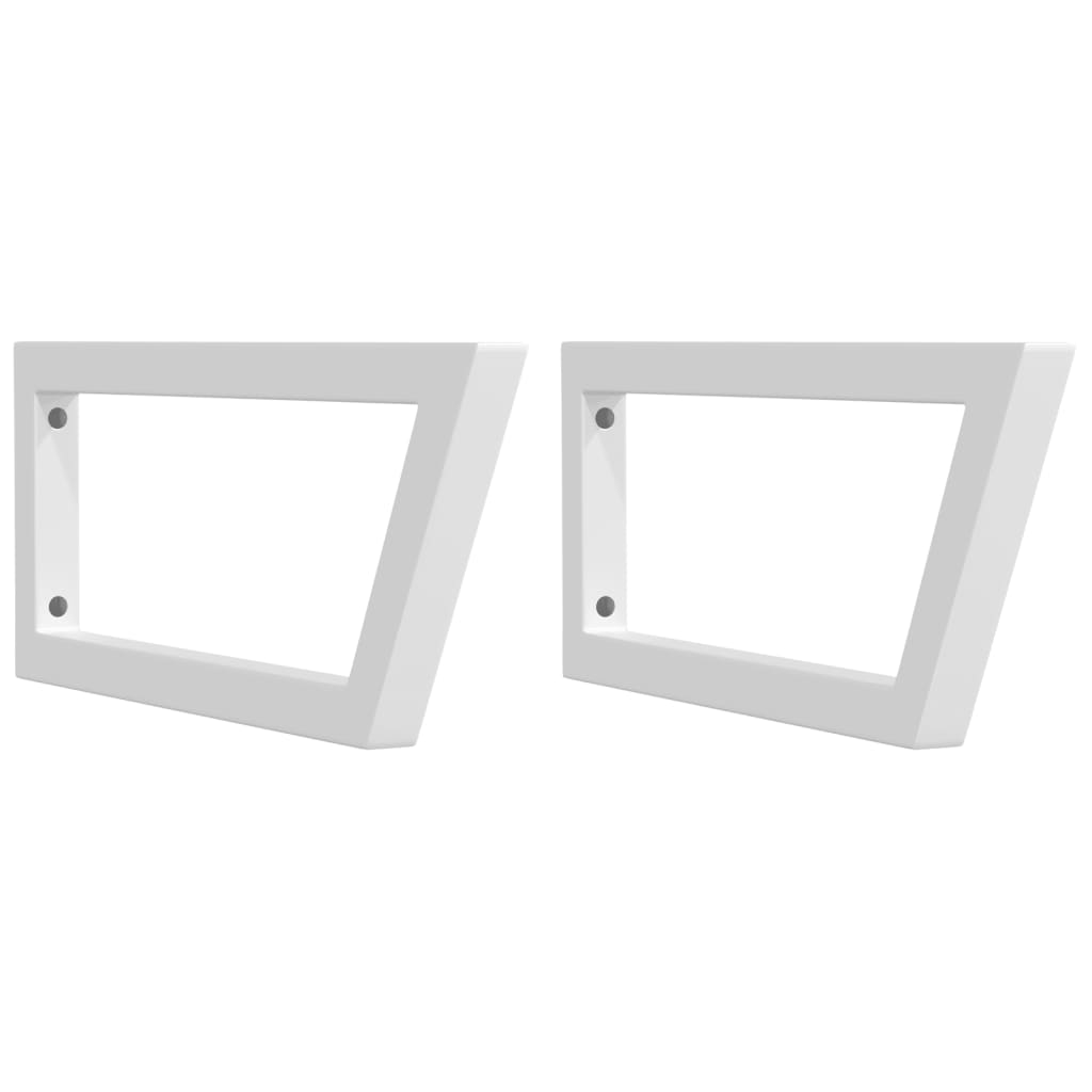 vidaXL Suportes de prateleira p/lavatório 2pcs aço trapezoidais branco