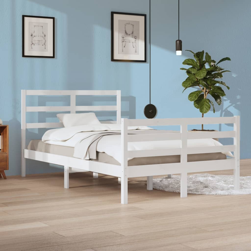 vidaXL Estrutura de cama 120x200 cm pinho maciço branco