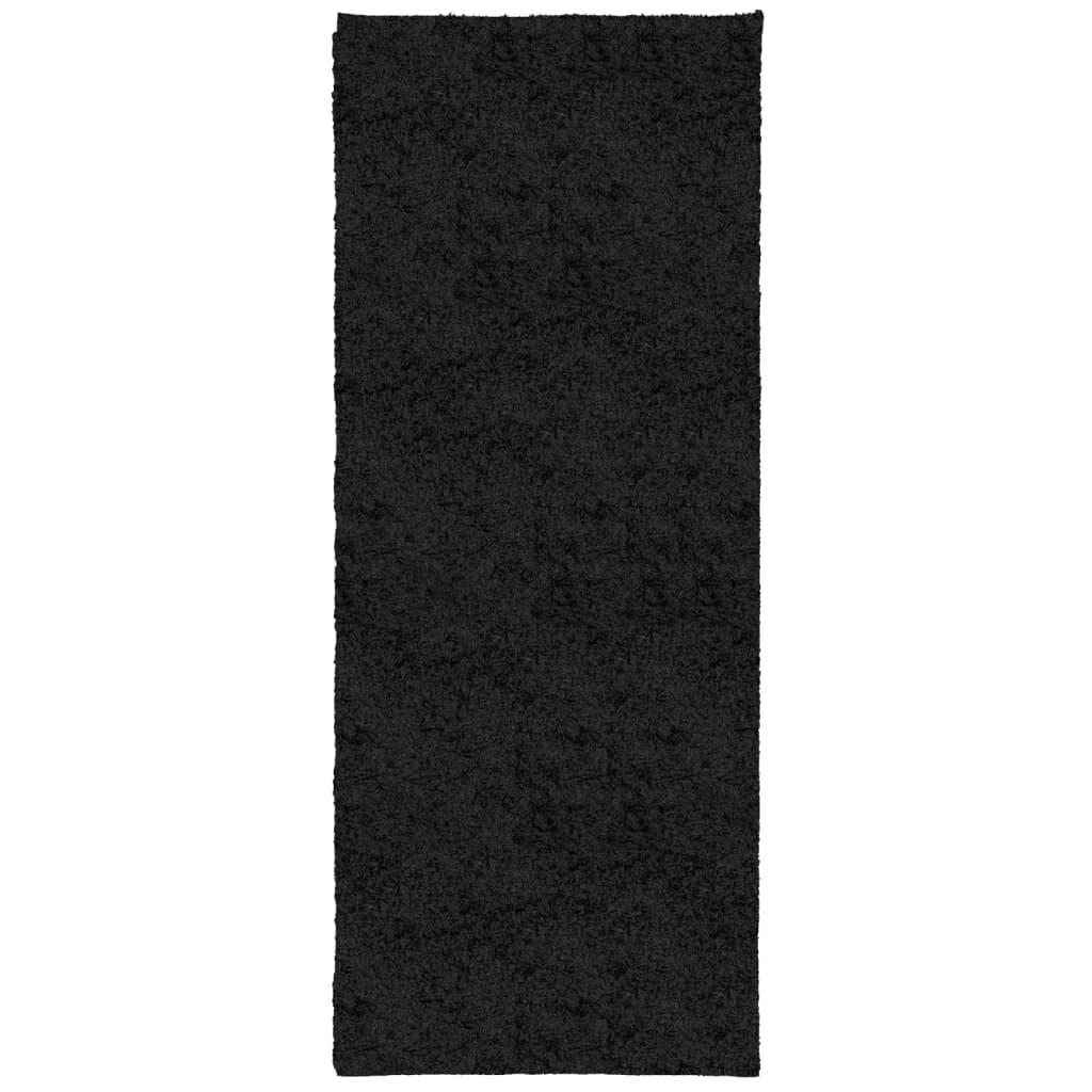 vidaXL Tapete shaggy de pelo alto PAMPLONA 80x200 cm preto