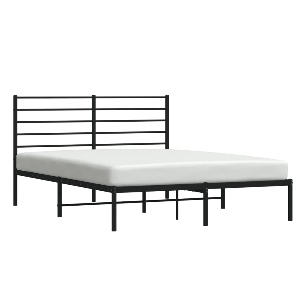 vidaXL Estrutura de cama em metal com cabeceira 150x200 cm preto