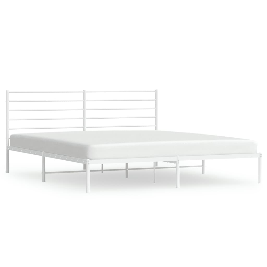 vidaXL Estrutura de cama com cabeceira 193x203 cm metal branco