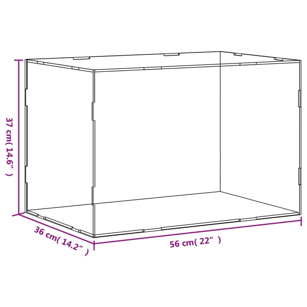 vidaXL Caixa de exposição 56x36x37 cm acrílico transparente