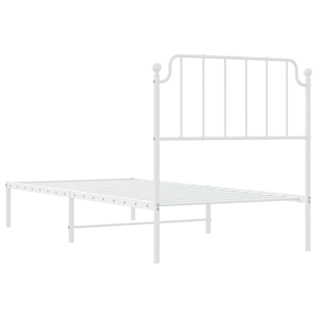 vidaXL Estrutura de cama com cabeceira 90x190 cm metal branco