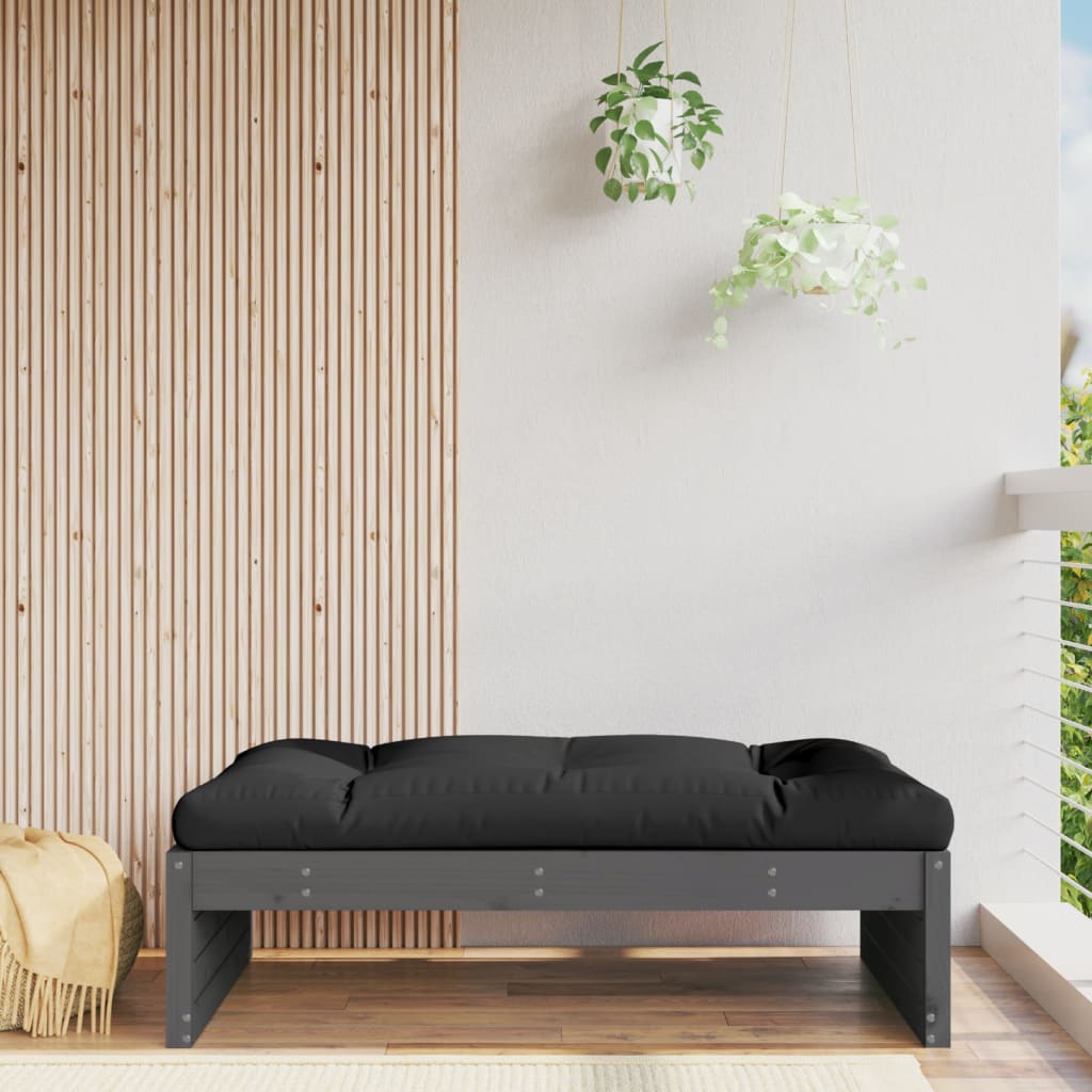 vidaXL Apoio de pés para jardim 120x80 cm pinho maciço cinzento