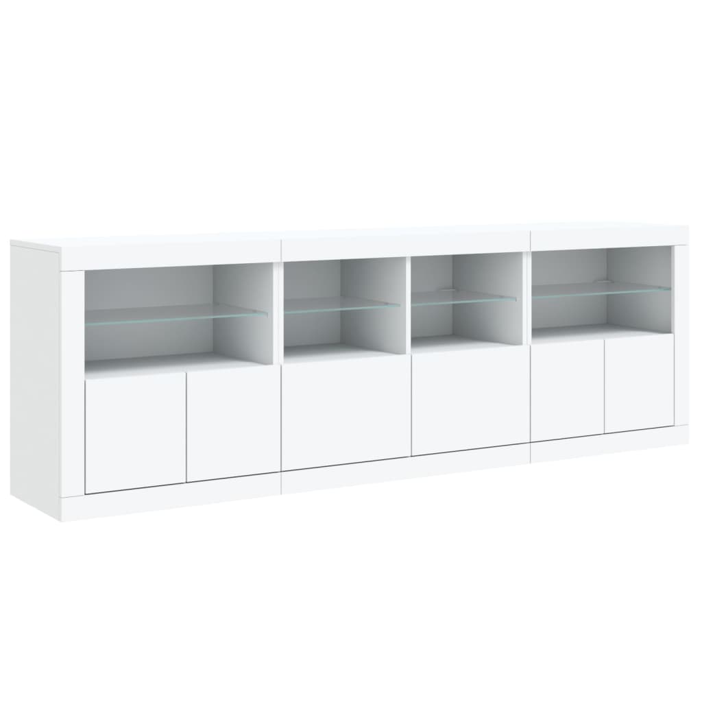 vidaXL Aparador com luzes LED 202x37x67 cm branco