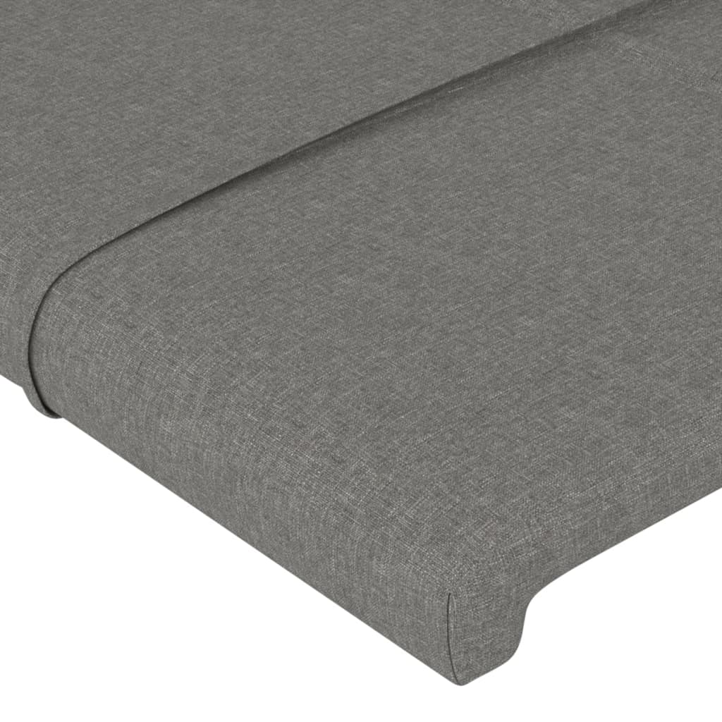 vidaXL Cabeceira de cama c/luzes LED tecido 200x5x78/88cm cinza-escuro