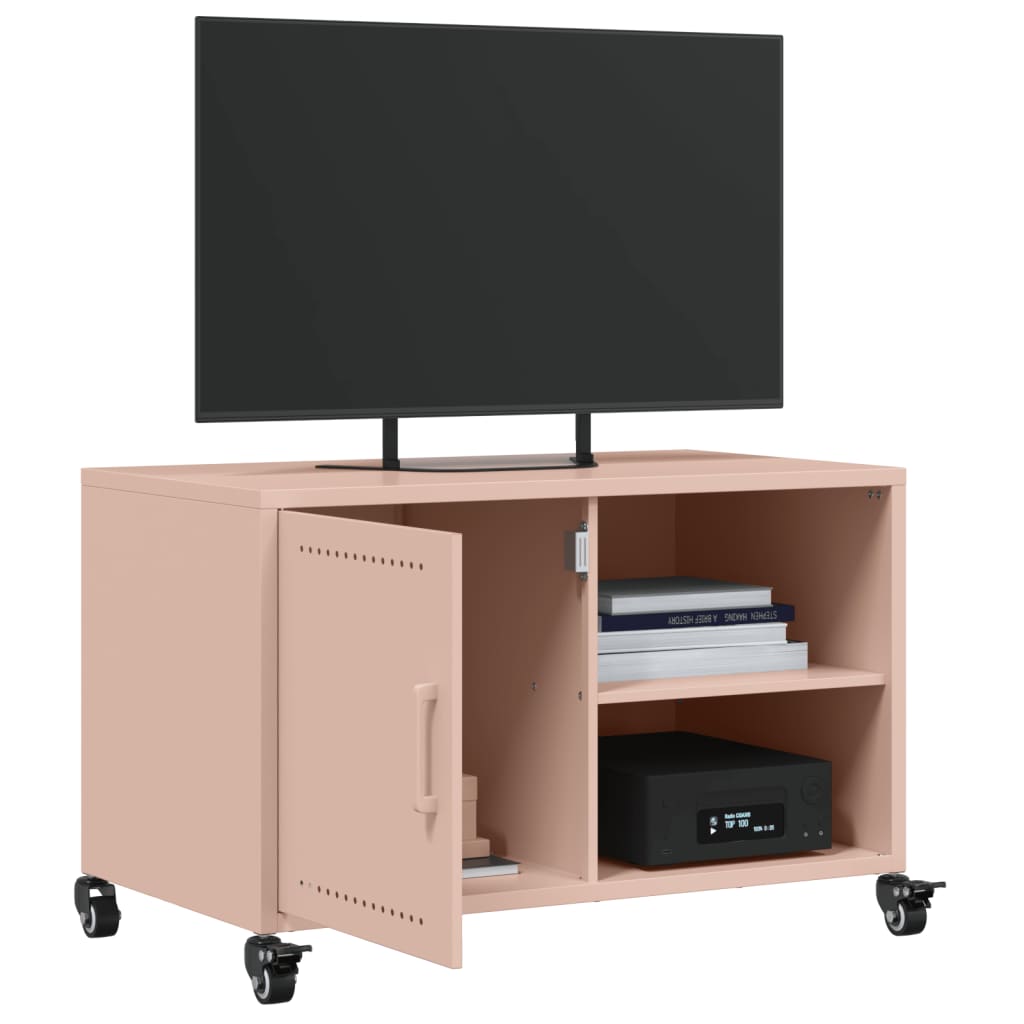 vidaXL Móvel de TV 68x39x43,5 cm aço rosa