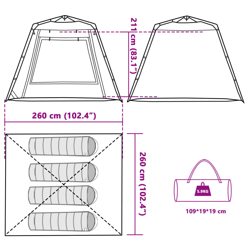 vidaXL Tenda de pesca para 4 pessoas libertação rápida castanho