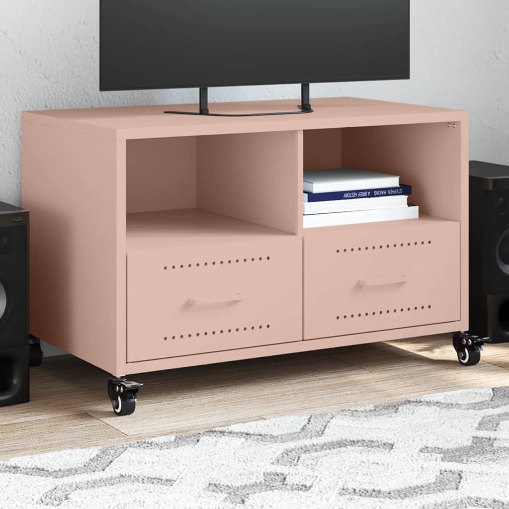 vidaXL Móvel de TV 68x39x43,5 cm aço rosa