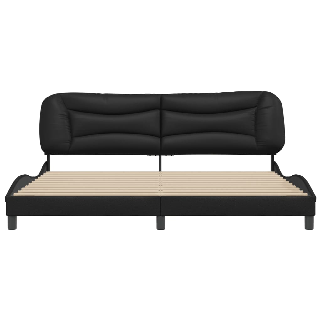 vidaXL Estrutura cama c/ cabeceira 200x200 cm couro artificial preto