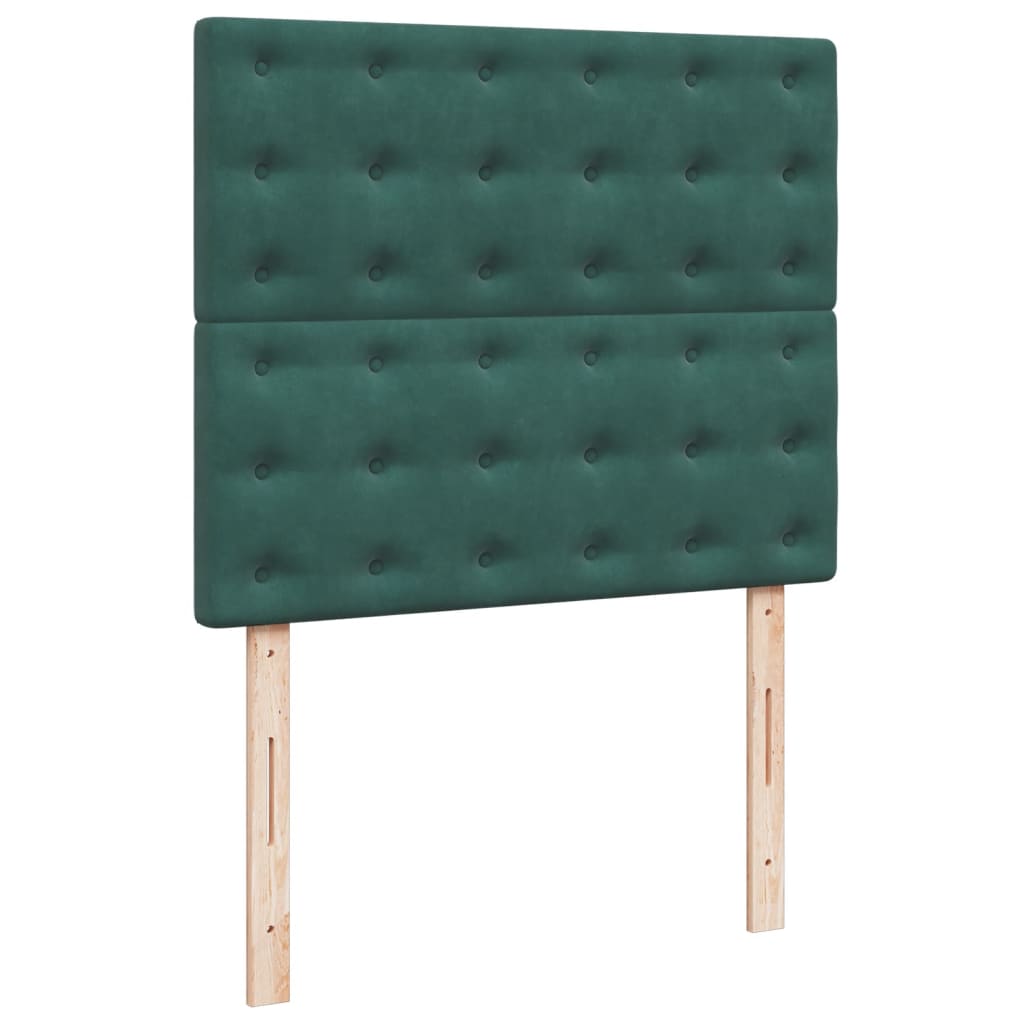 vidaXL Cama boxspring com colchão 120x200 cm veludo verde-escuro