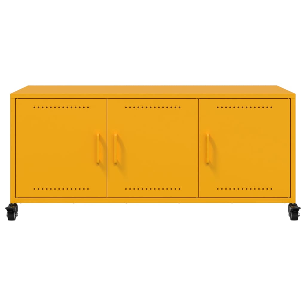 vidaXL Móvel de TV 100,5x39x43,5 cm aço amarelo mostarda