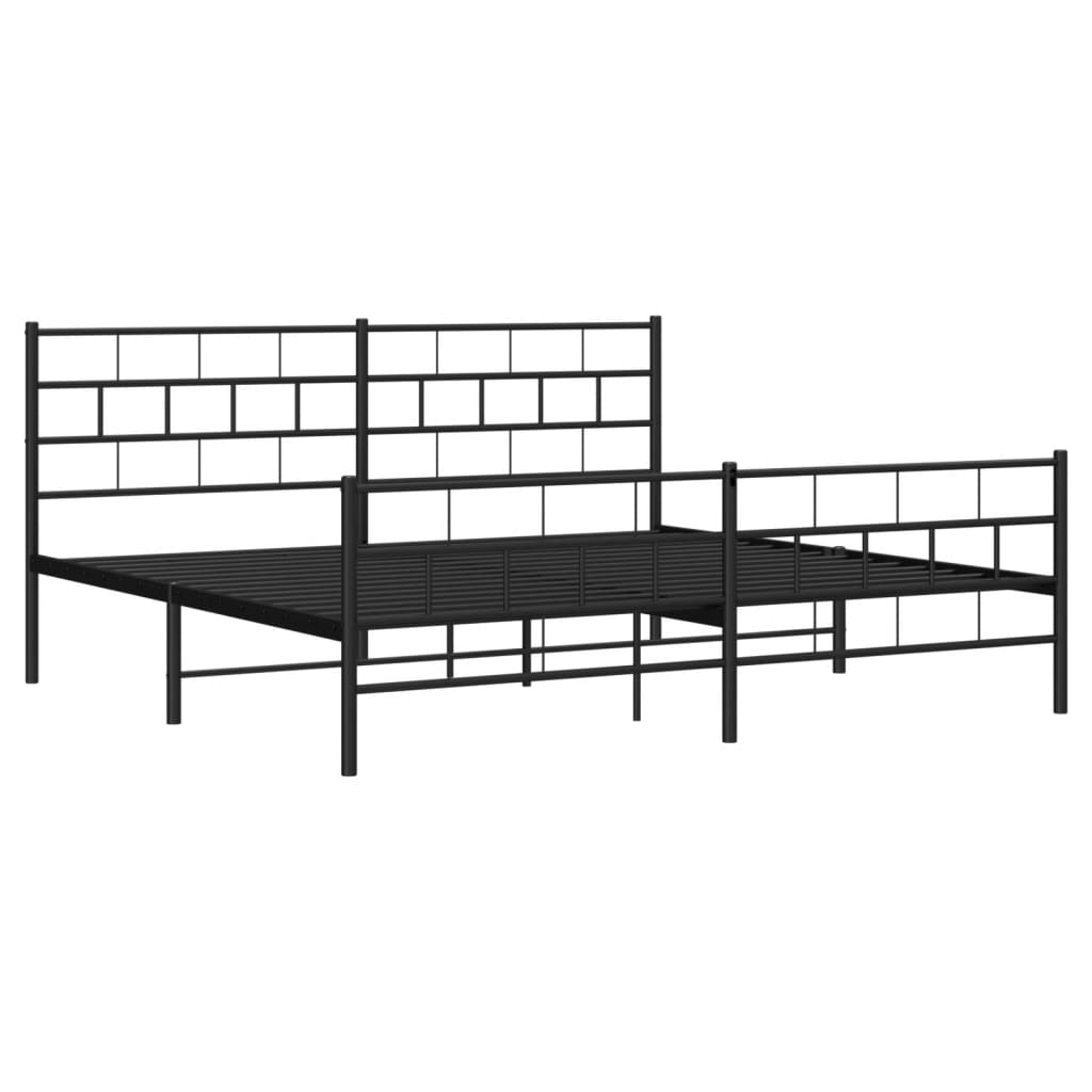 vidaXL Estrutura de cama com cabeceira e pés 183x213 cm metal preto