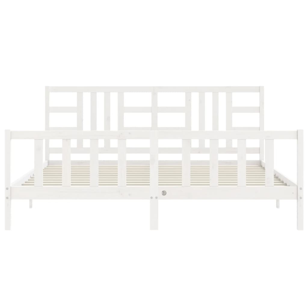 vidaXL Estrutura de cama com cabeceira 200x200cm madeira maciça branco