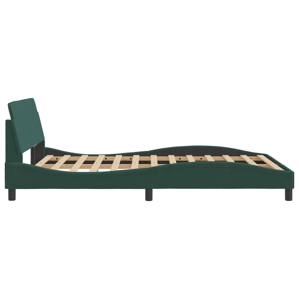 vidaXL Estrutura de cama c/ cabeceira 120x200 cm veludo verde-escuro